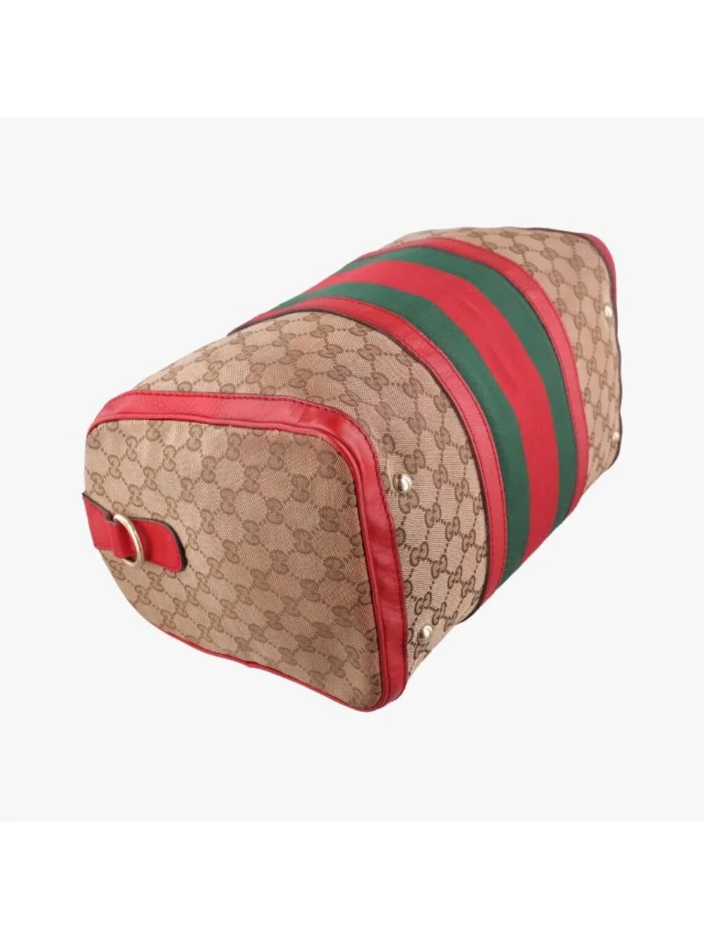 Gucci Sherry Line Beige Red Green Canvas Leather Shoulder Bag